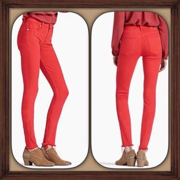 Lucky Brand Denim - Lucky Brand Red Bridgette Skinny Jeans Frayed Hems